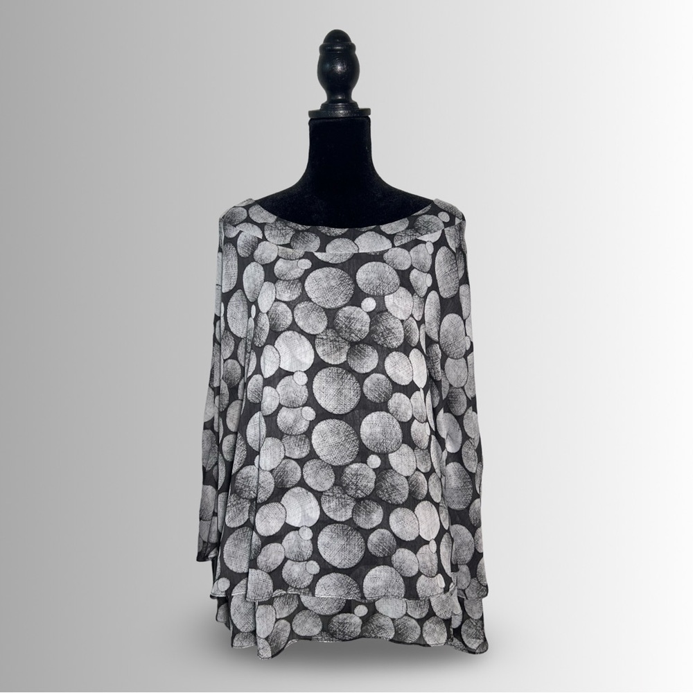 Sioni Black and White Bubble Print Tunic